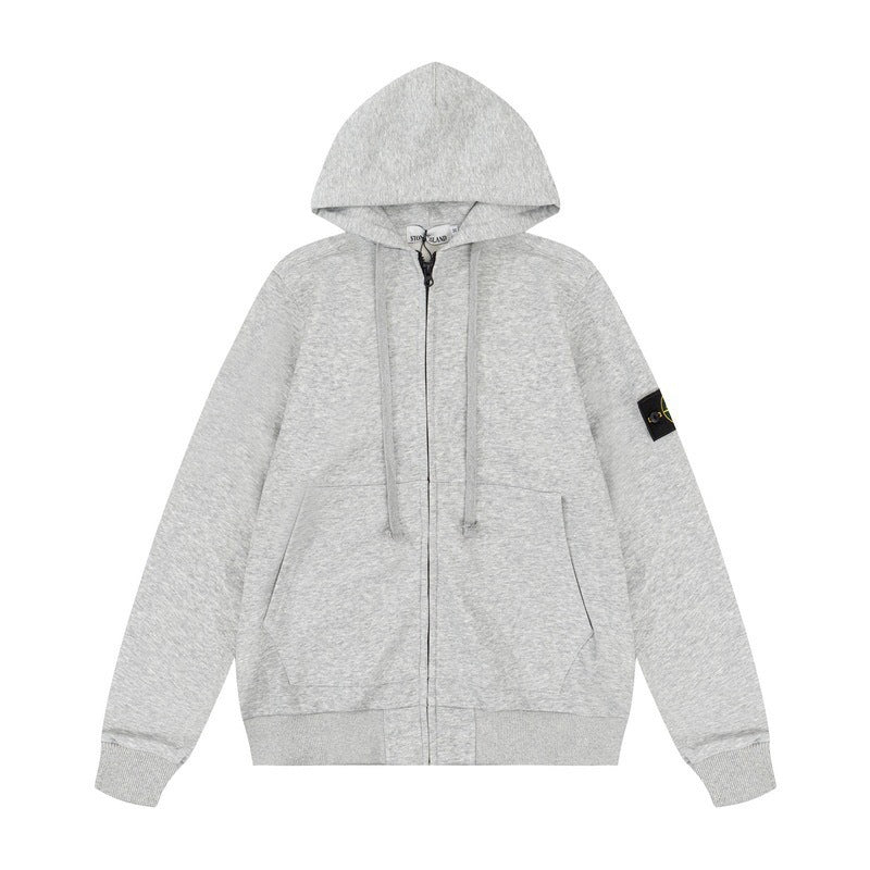 Stone Island Compass-Embroidered Zip-Up Hoodie