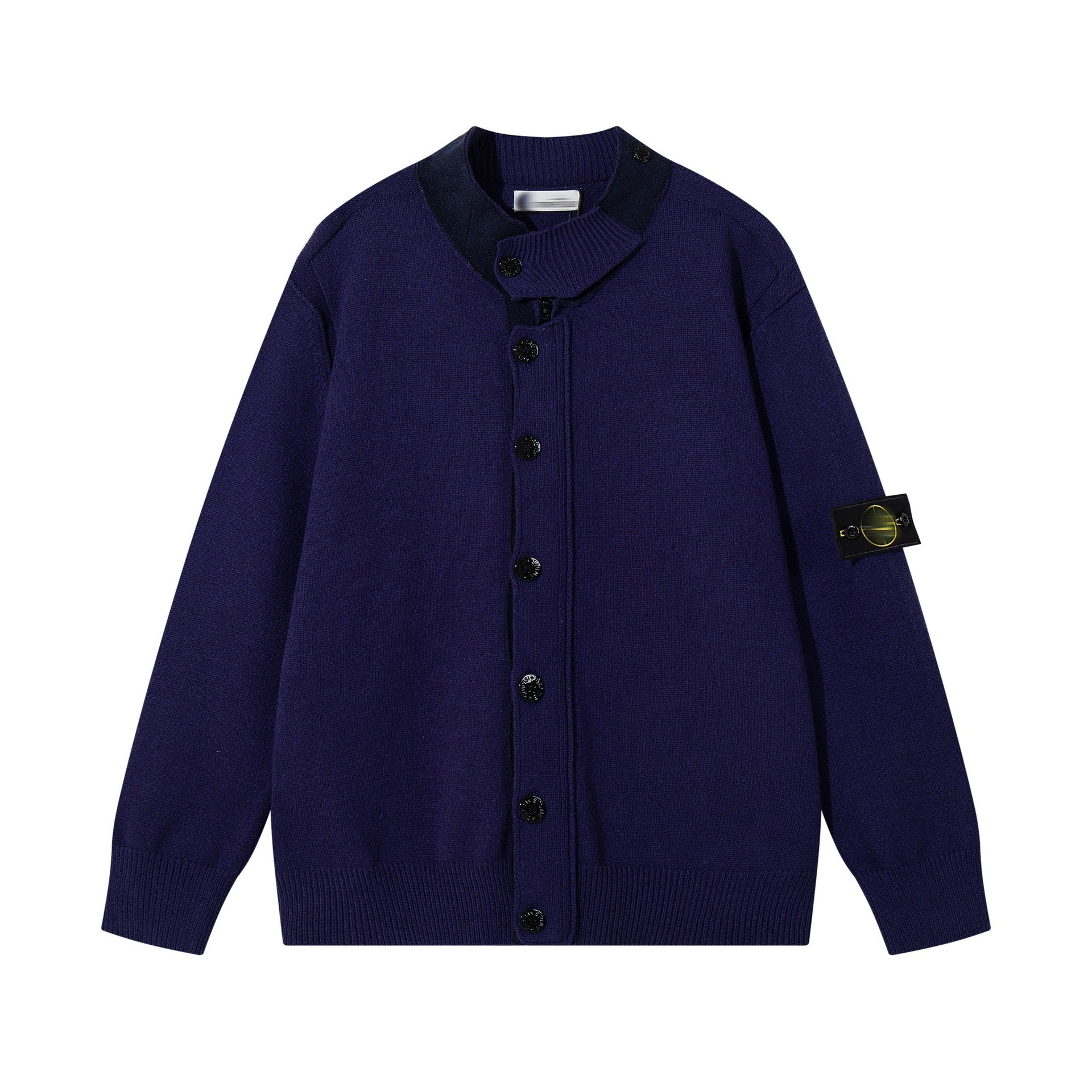 Stone Island Badge Sleeve Patch Button-Front Knit Cardigan