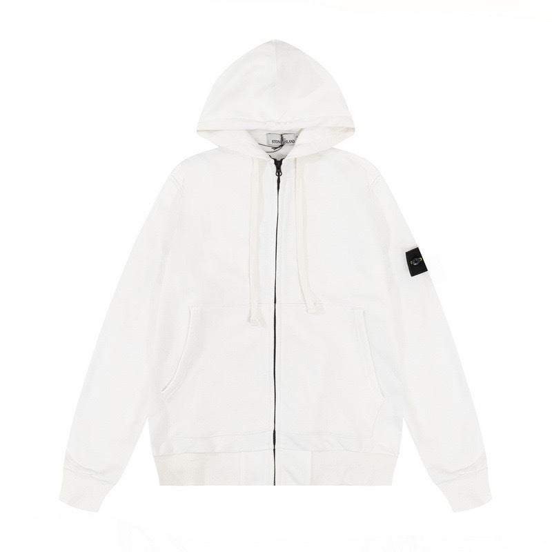 Stone Island Compass-Embroidered Zip-Up Hoodie