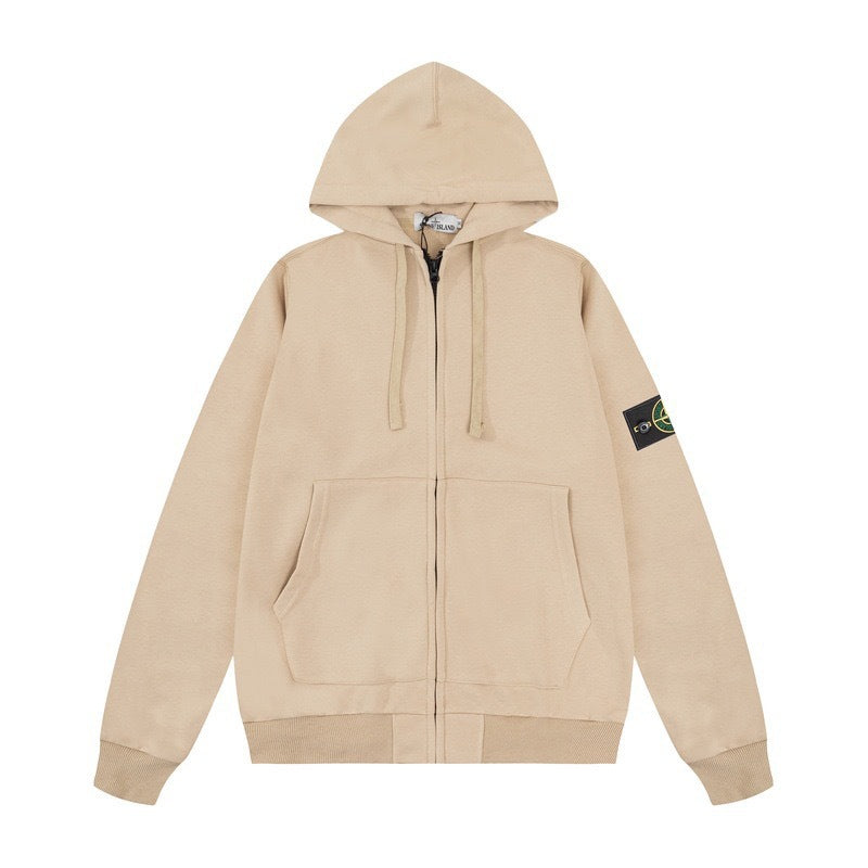 Stone Island Compass-Embroidered Zip-Up Hoodie