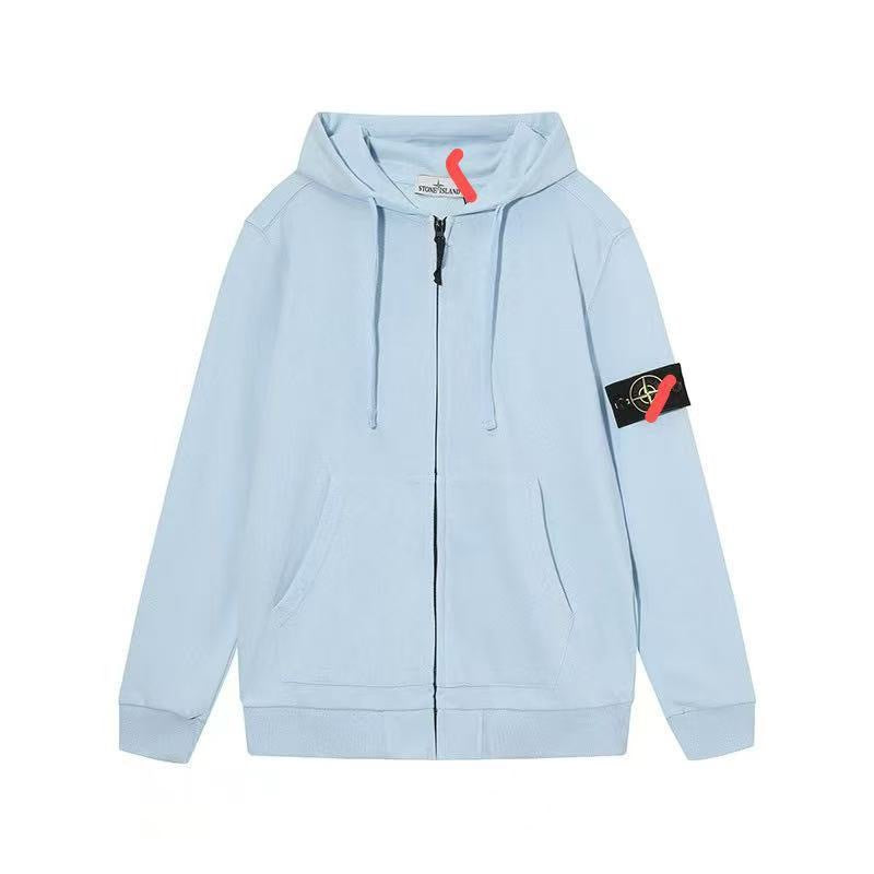 Stone Island Compass-Embroidered Zip-Up Hoodie