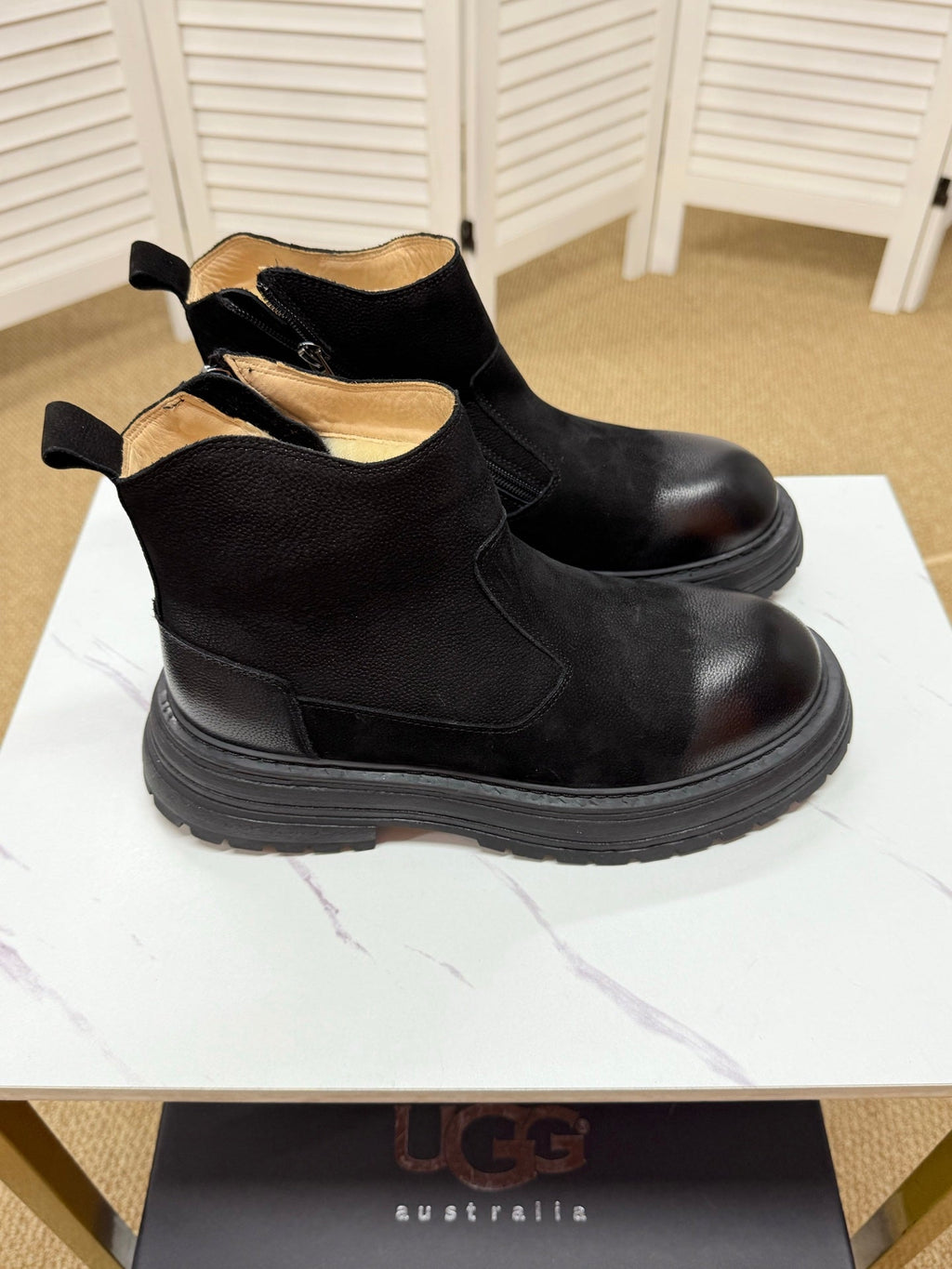 UGG Black Pull-On Leather Chelsea Boots - product view 6