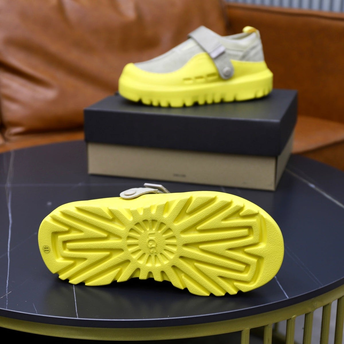 UGG Gray Neon-Yellow Strap Platform Shoes - product view 9