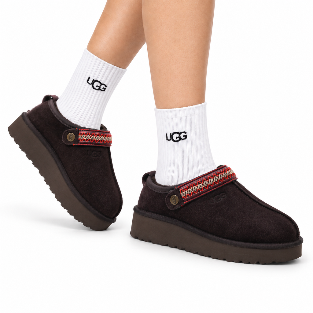 UGG Tazz Shearling Platform Slip-Ons - side-angle hero image