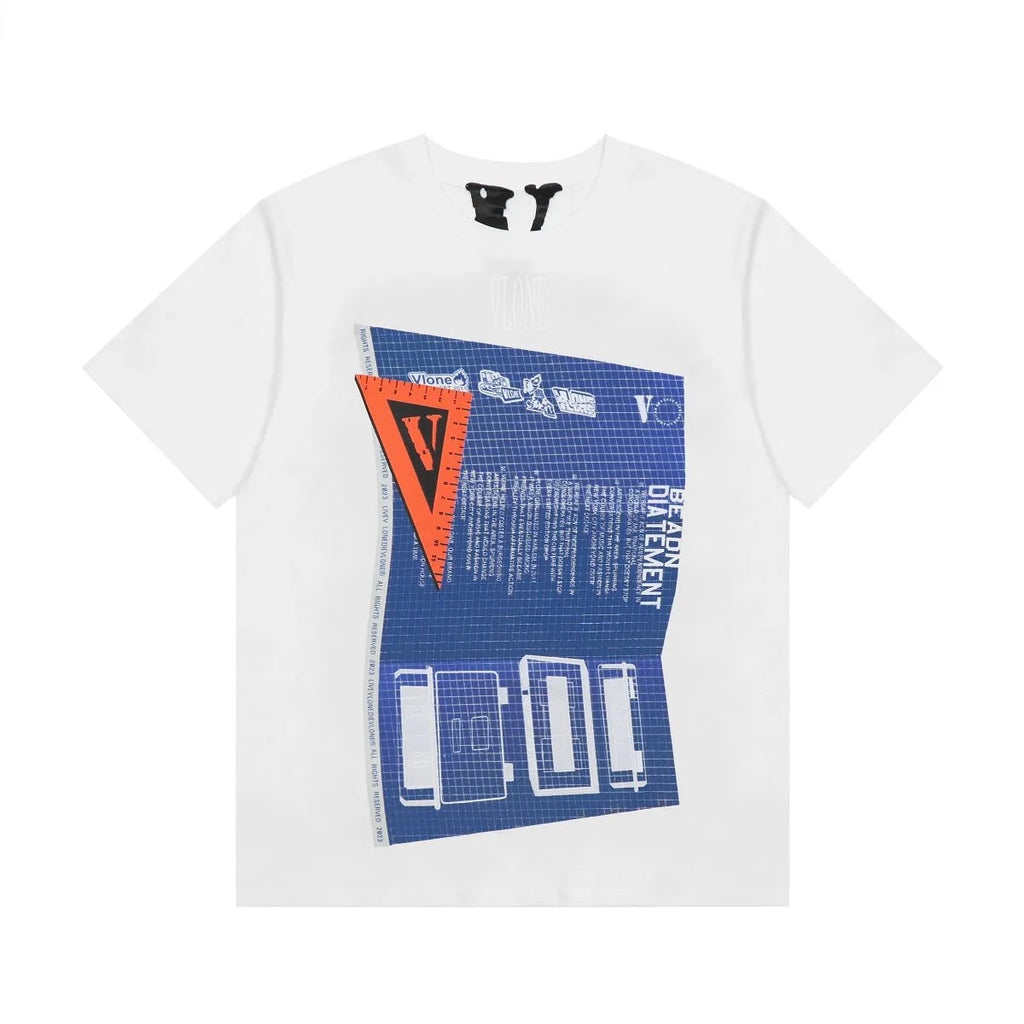 Blue Print T-Shirt White
