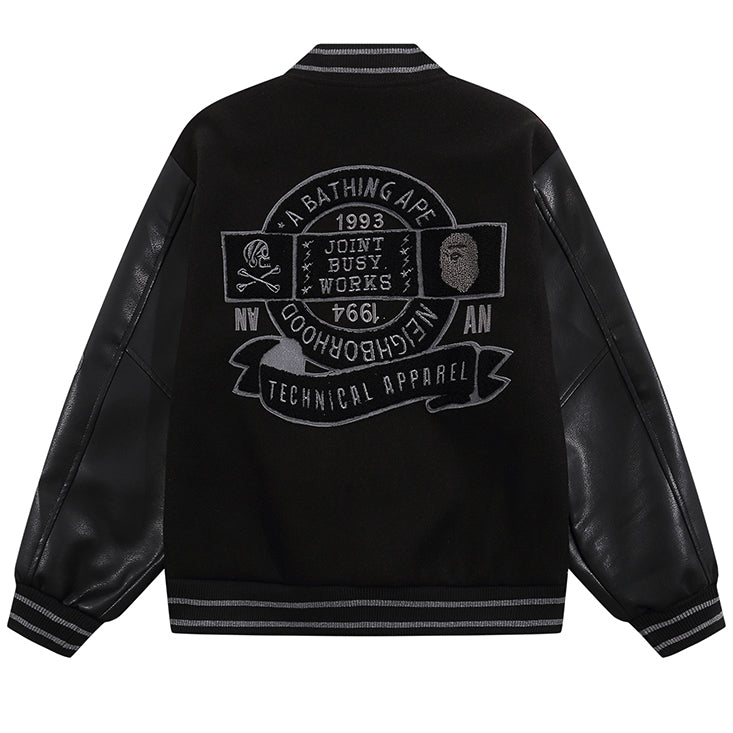 BAPE Leather Long Sleeve Baseball Jacket - image 2