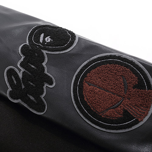 BAPE Leather Long Sleeve Baseball Jacket - image 7