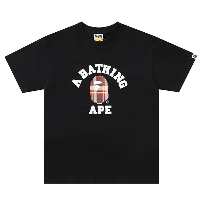 Bape Black And Brown Plaid Small Logo Short Sleeve T-Shirt - image 1