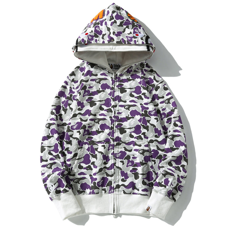 BAPE Purple Camo Shark Zipper Double Hoodie - image 1