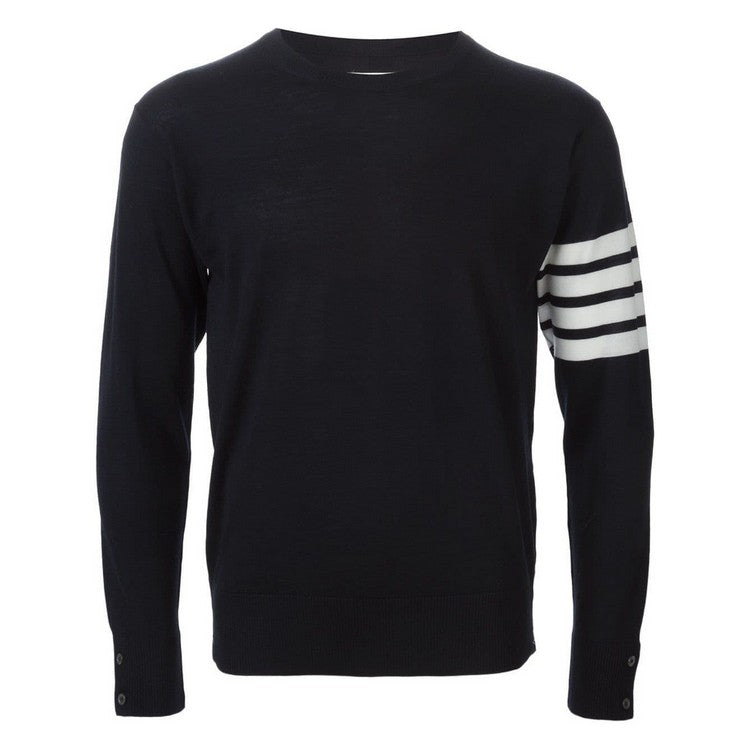 Classic Four-Bar Couples Wool Sweater - 100% Cotton Made in Japan by Thom Browne, knitwear detail view