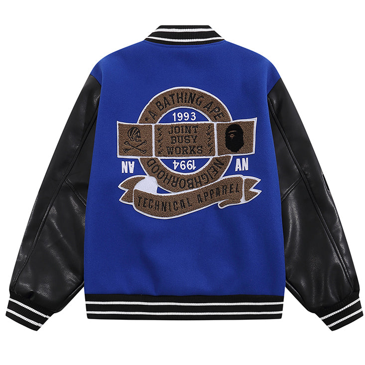 BAPE Leather Long Sleeve Baseball Jacket - image 2