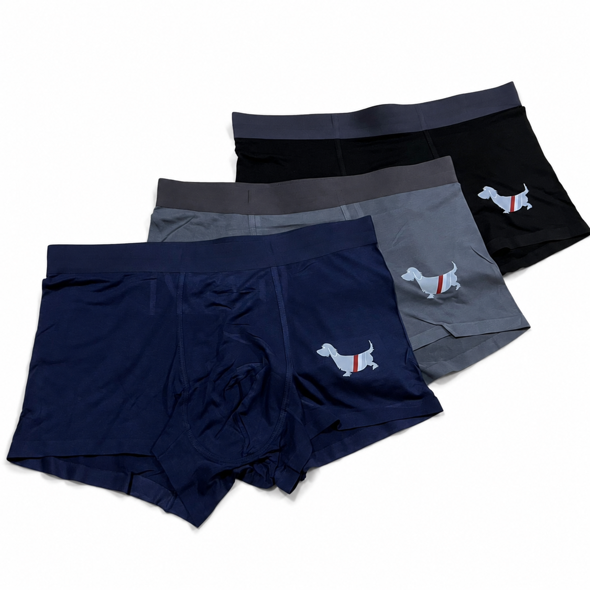 Thom Browne Style Men's Cotton Boxer Briefs with Signature Four-Bar Detail - Image 8