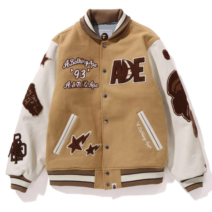 BAPE Leather Long Sleeve Baseball Jacket - image 1