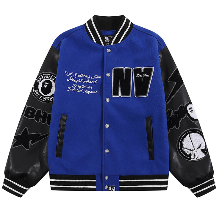 BAPE Leather Long Sleeve Baseball Jacket - image 1