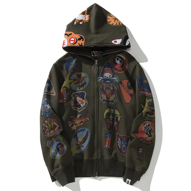 BAPE Shark Tiger Head Zipper Hoodie - image 1