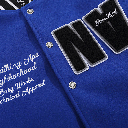 BAPE Leather Long Sleeve Baseball Jacket - image 4