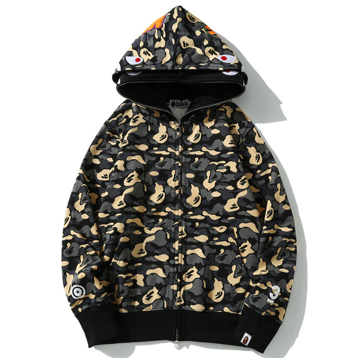 BAPE Camo Shark Zipper Double Hoodie - image 1