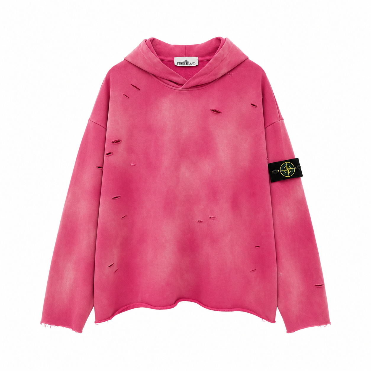 Stone Island 650g Tie-Dye Distressed Pullover Hoodie