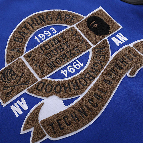 BAPE Leather Long Sleeve Baseball Jacket - image 7