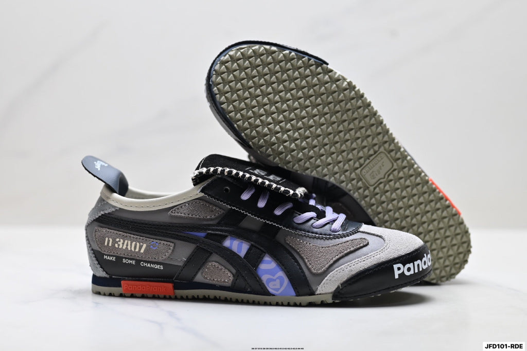 Onitsuka Tiger Retro Low Top Black Purple Unisex Shoes Style 30 detail view 6