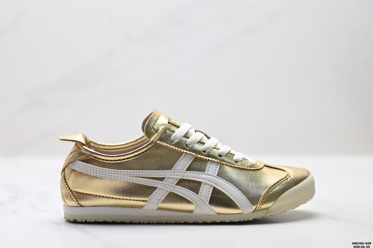 Onitsuka Tiger Retro Low Top Metallic Gold White Unisex Shoes Style 19 detail view 2