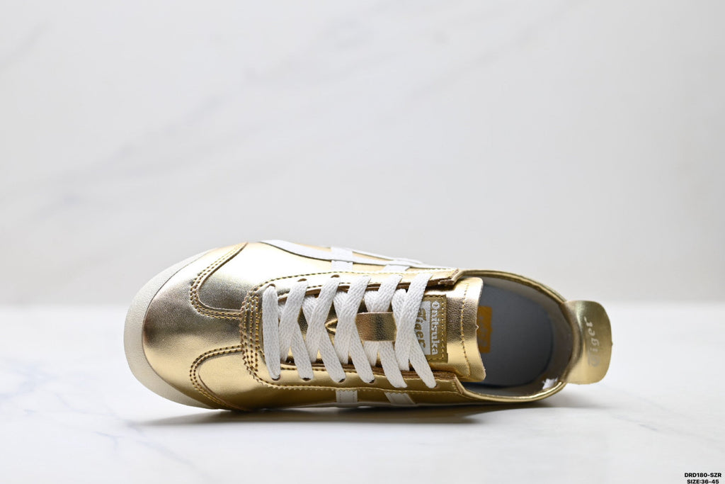 Onitsuka Tiger Retro Low Top Metallic Gold White Unisex Shoes Style 19 detail view 3