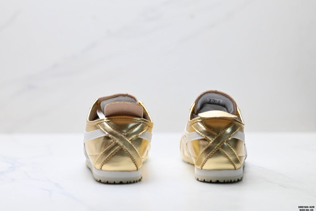 Onitsuka Tiger Retro Low Top Metallic Gold White Unisex Shoes Style 19 detail view 7