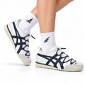 Onitsuka Tiger Retro Low Top White Navy Rope Lace Unisex Shoes Style 13 main angled pair view