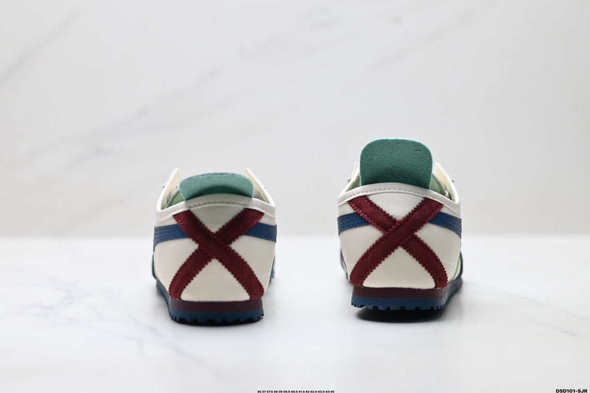 Onitsuka Tiger Retro Low Top White Navy Green Red Unisex Shoes Style 06 detail view 7