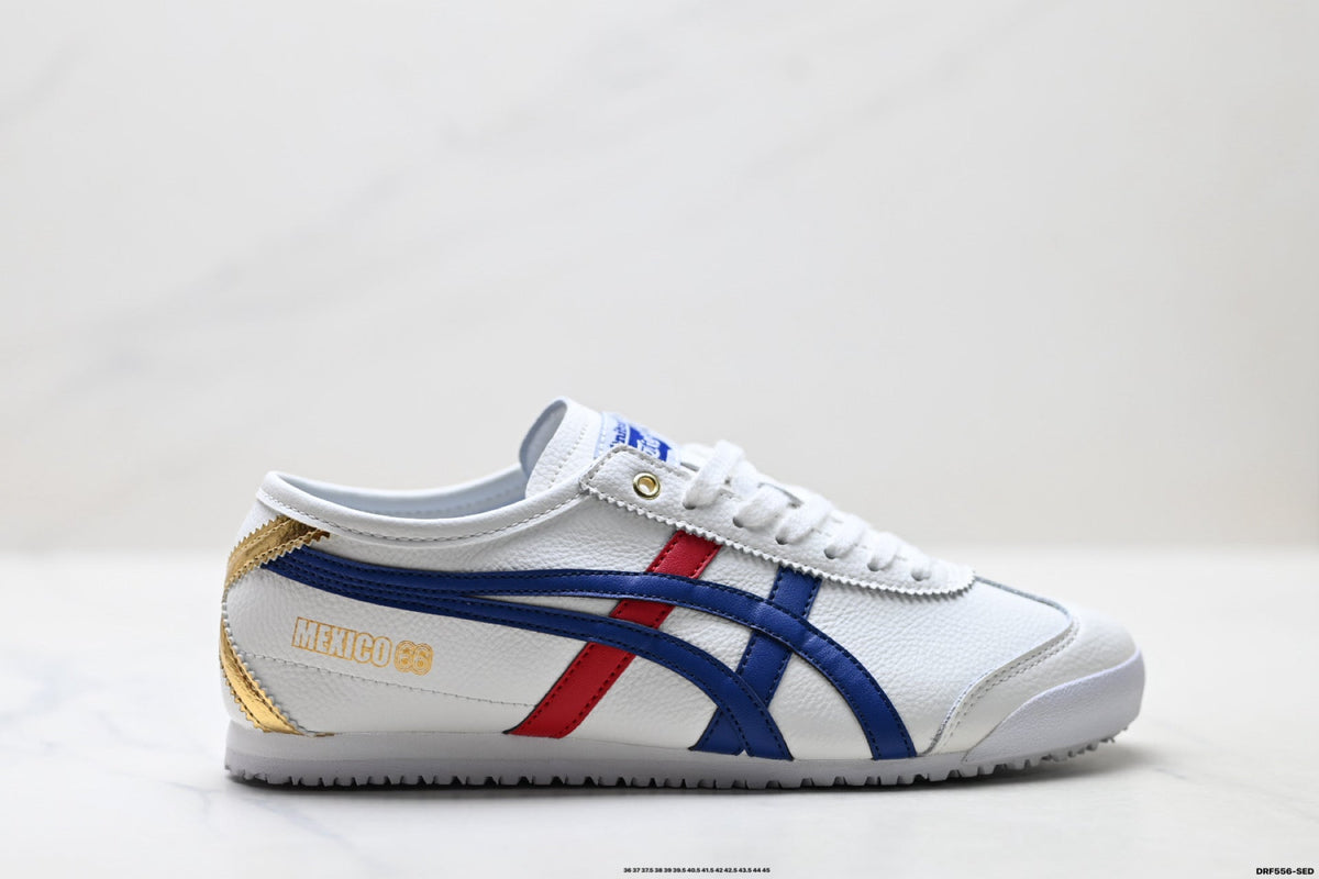 Onitsuka Tiger Retro Low Top White Royal Blue Red Unisex Shoes Style 20 detail view 2