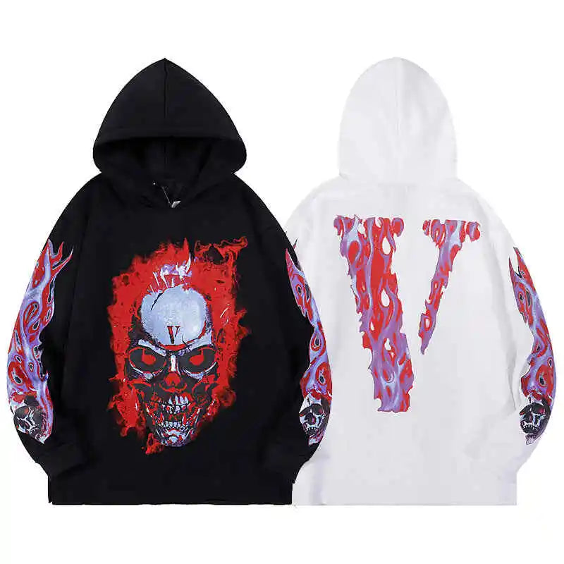 Skully Red Flame Hoodie