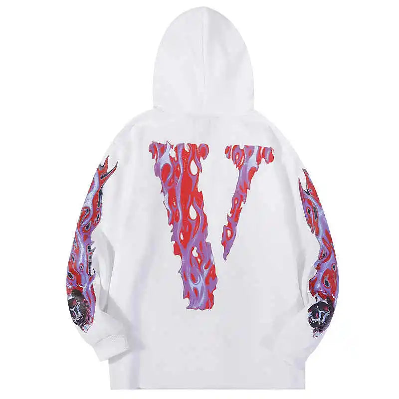Skully Red Flame Hoodie